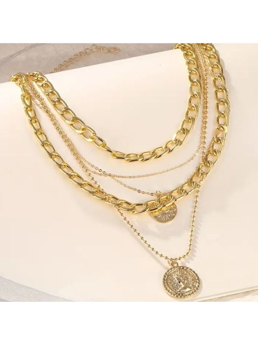 Vintage Style Carved Portrait Choker Necklace